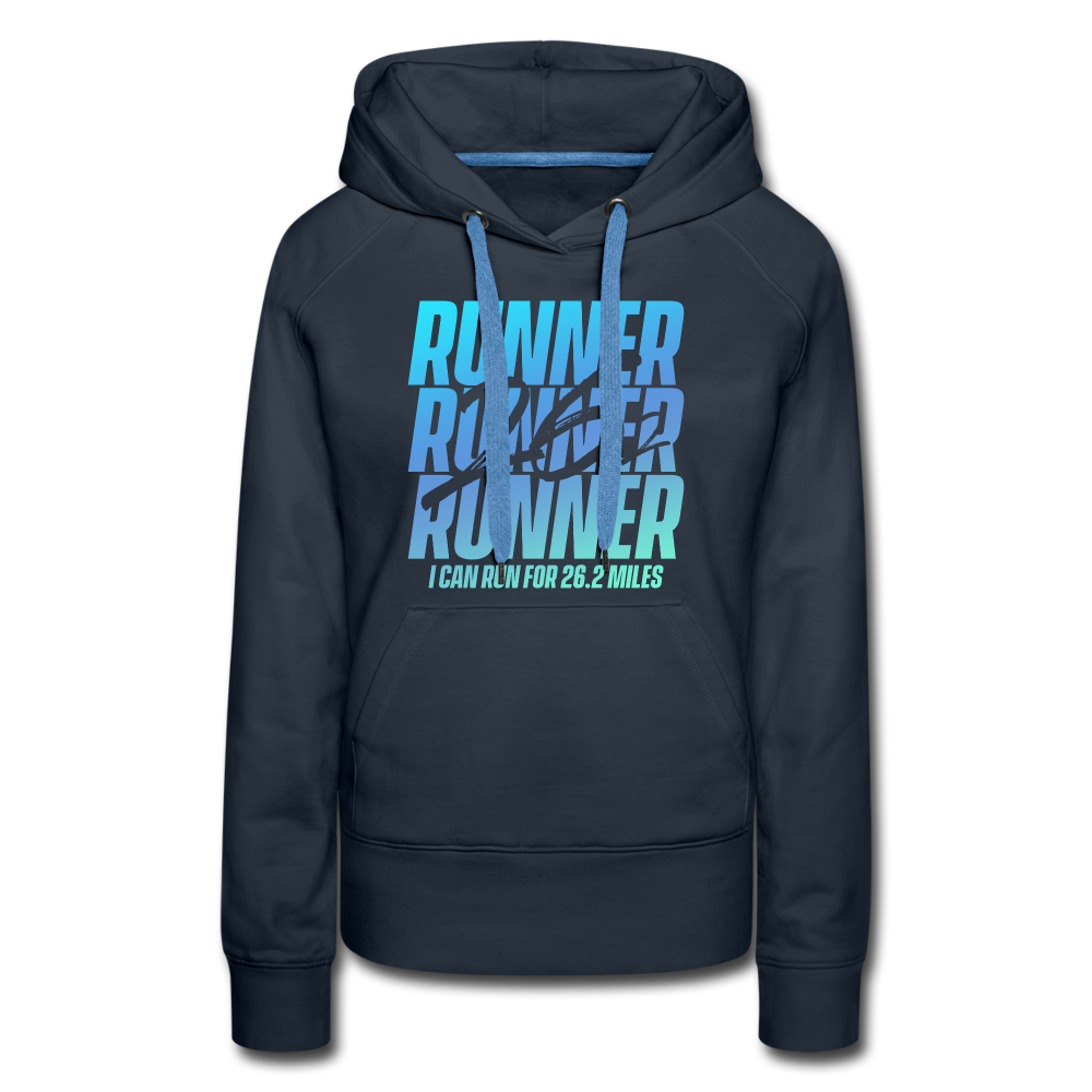 Women’s premium hoodie- 26.2 miles - navy