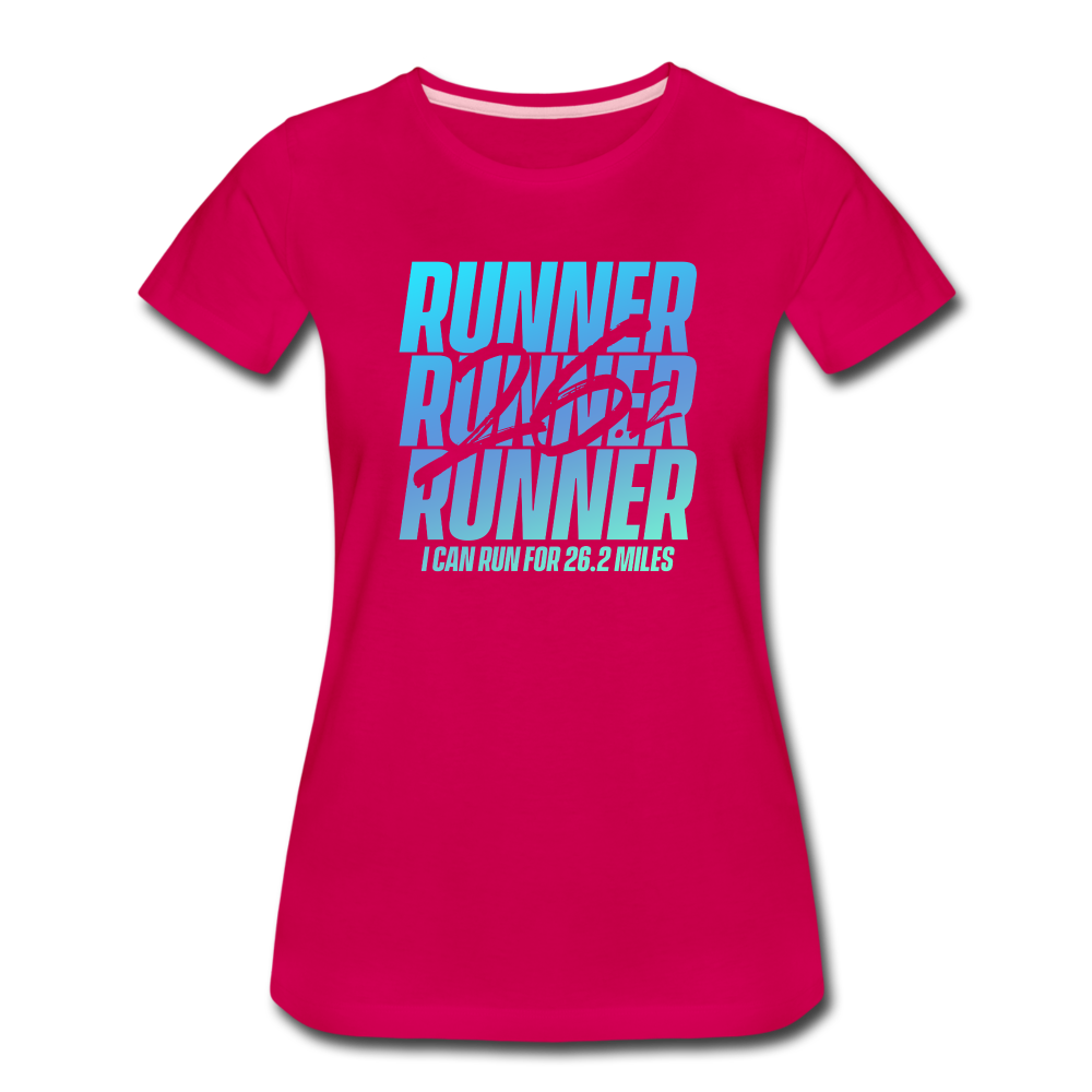 Women's short sleeve t-shirt- 26.2 Miles - dark pink