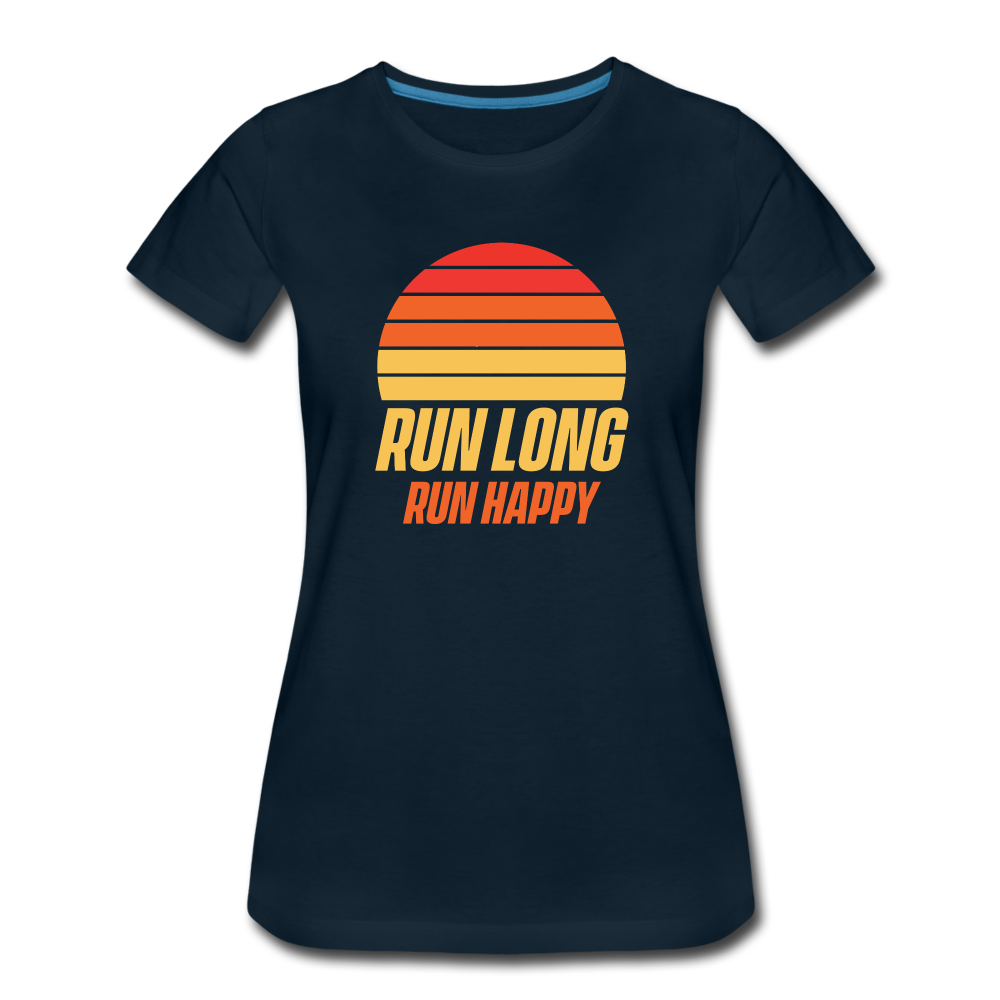 Women's short sleeve t-shirt- Run happy - deep navy