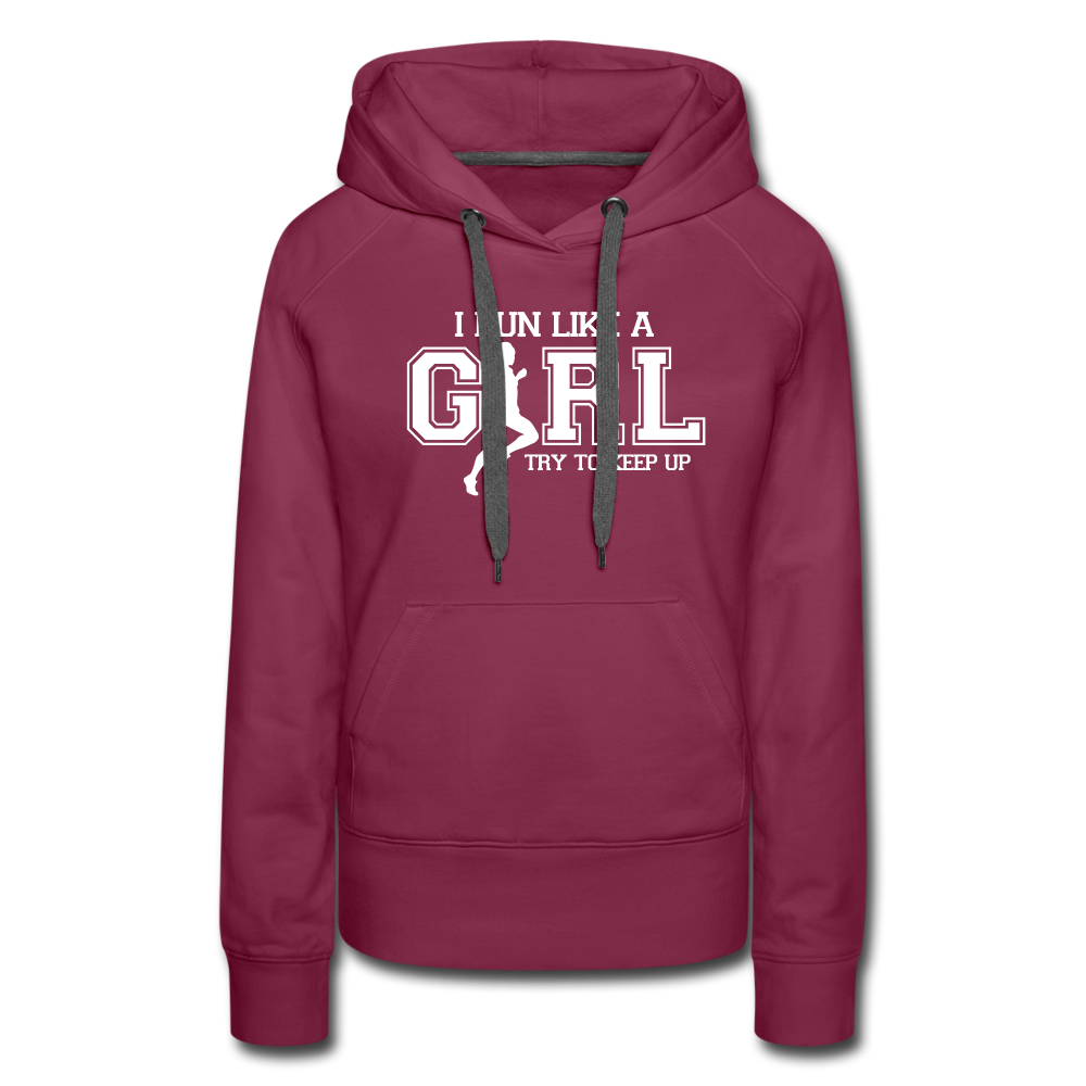 Women’s premium hoodie - Run like a girl - burgundy