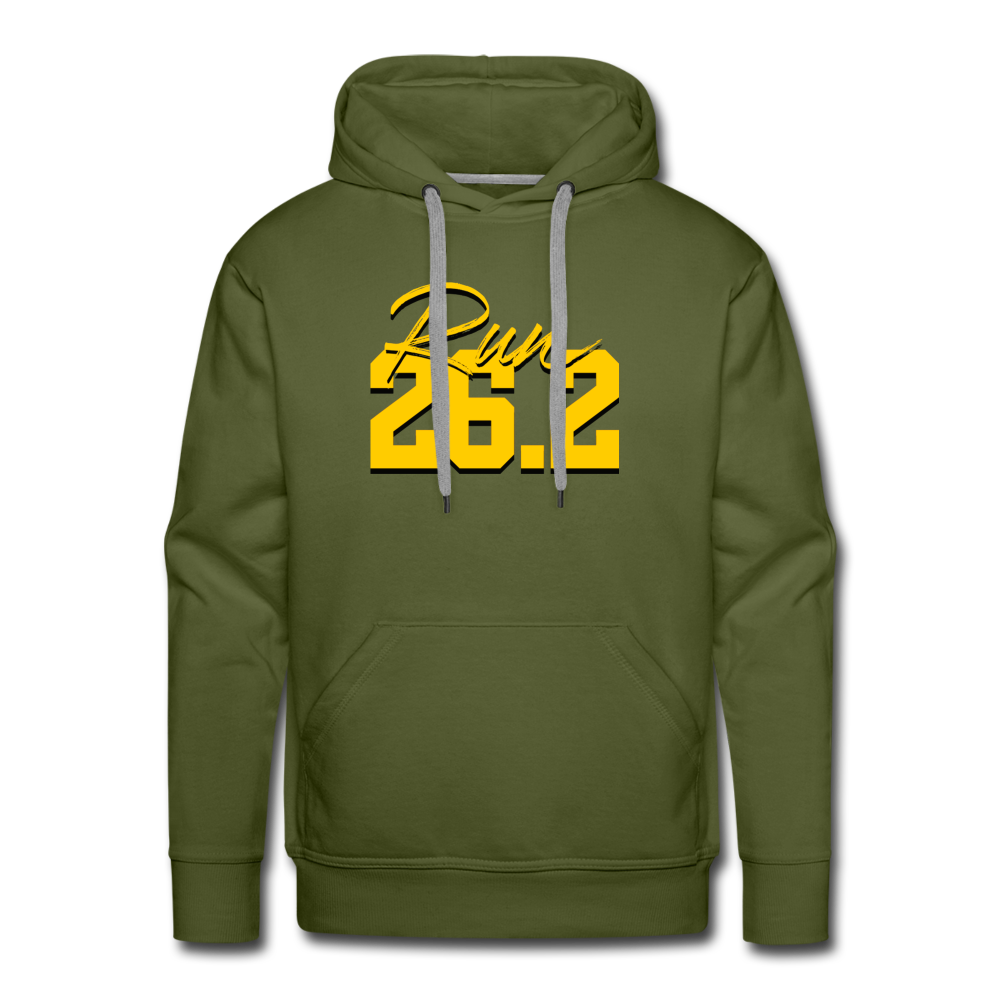 Men’s premium hoodie- Run 26.2 - olive green