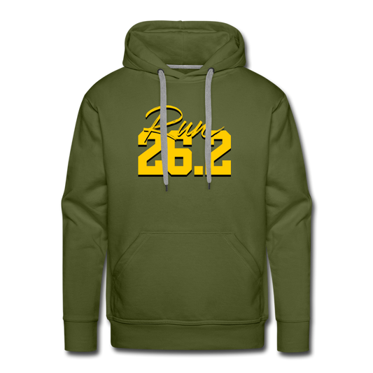 Men’s premium hoodie- Run 26.2 - olive green
