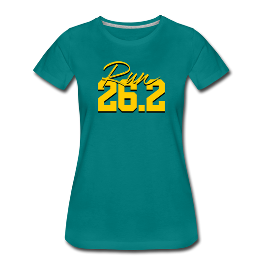 Women's short sleeve t-shirt- Run 26.2 - teal