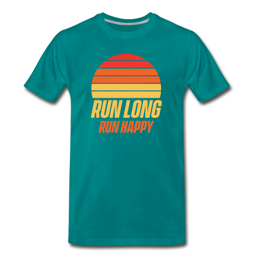Men's short sleeve t-shirt- Run happy - teal
