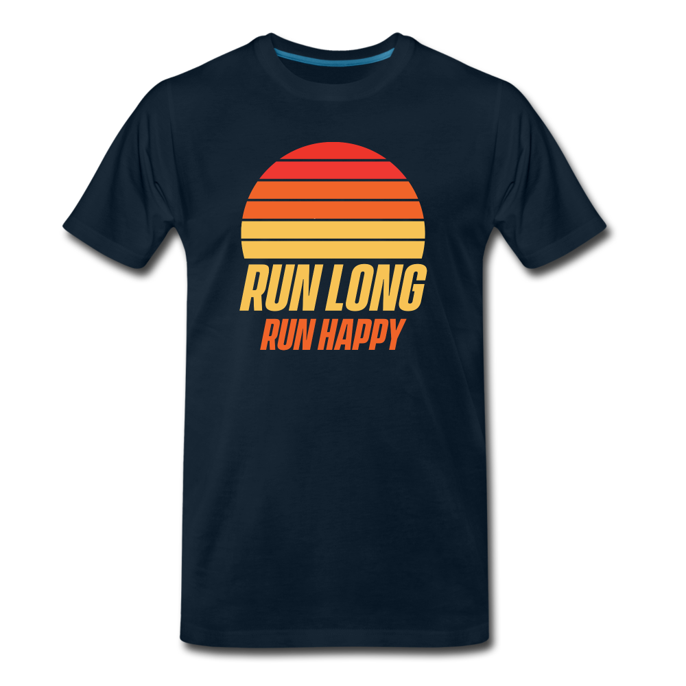 Men's short sleeve t-shirt- Run happy - deep navy