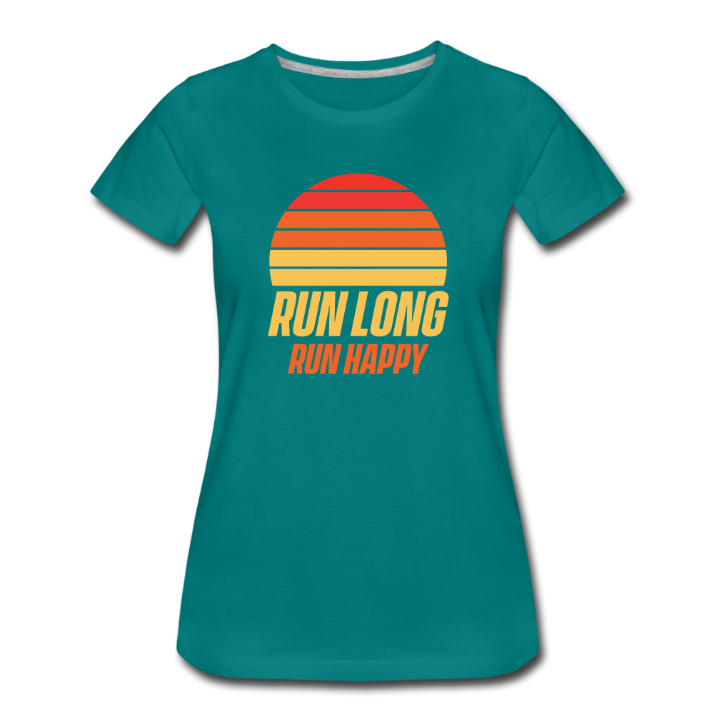 Women's short sleeve t-shirt- Run happy - teal