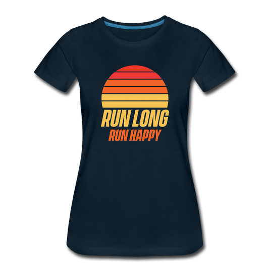 Women's short sleeve t-shirt- Run happy - deep navy