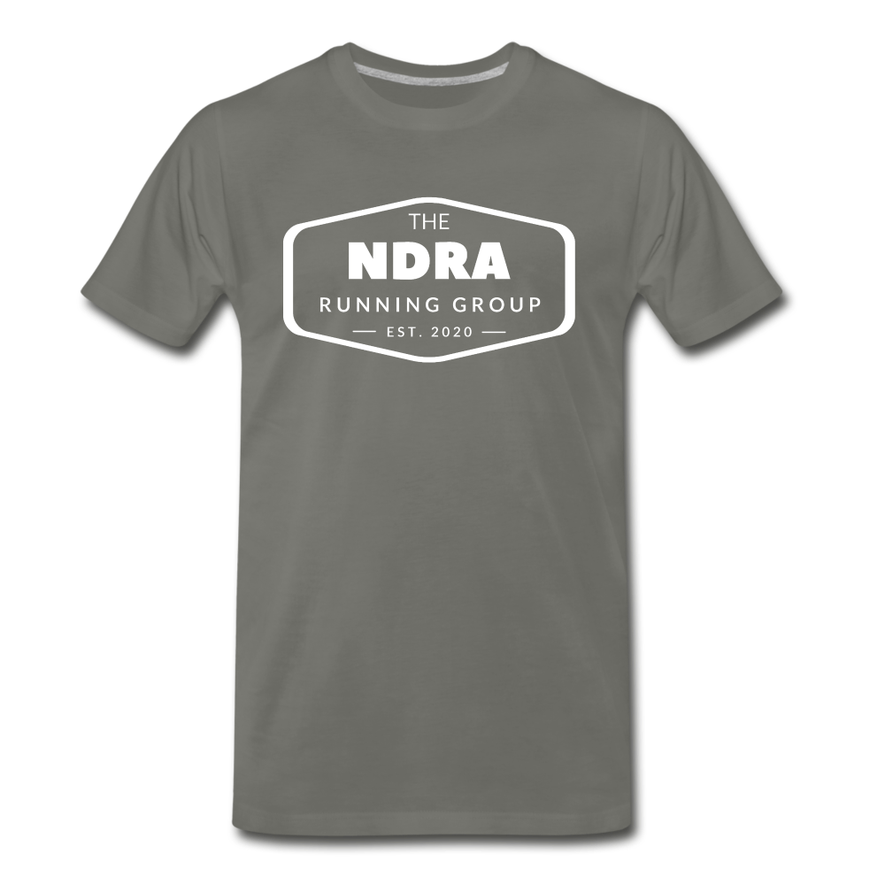 Men's short sleeve t-shirt- NDRA logo - asphalt gray