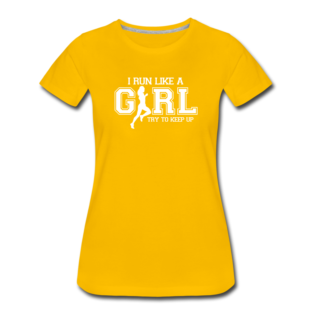 Women's short sleeve t-shirt - Run like a girl - sun yellow