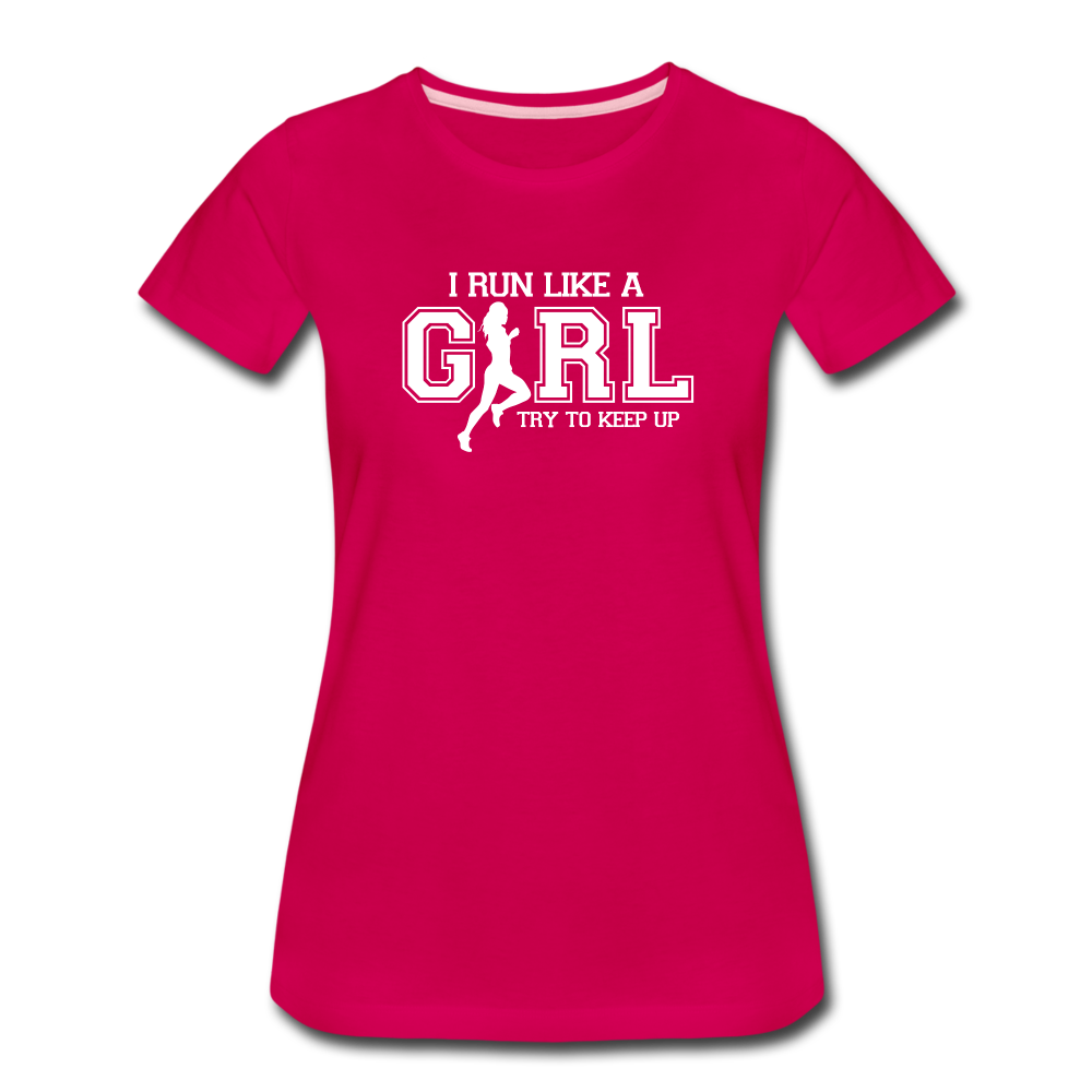 Women's short sleeve t-shirt - Run like a girl - dark pink