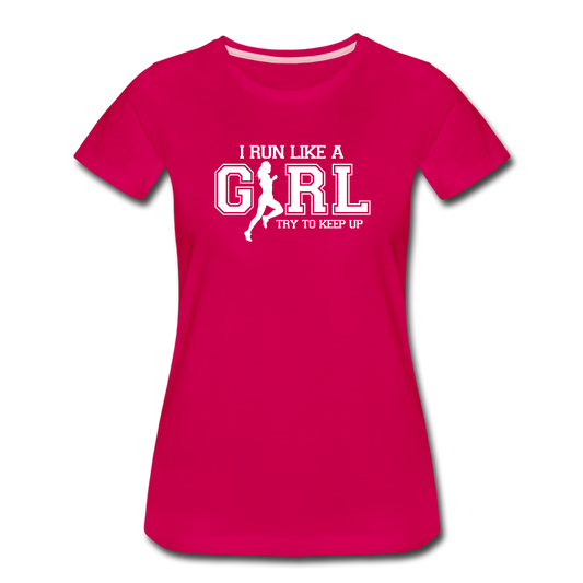 Women's short sleeve t-shirt - Run like a girl - dark pink