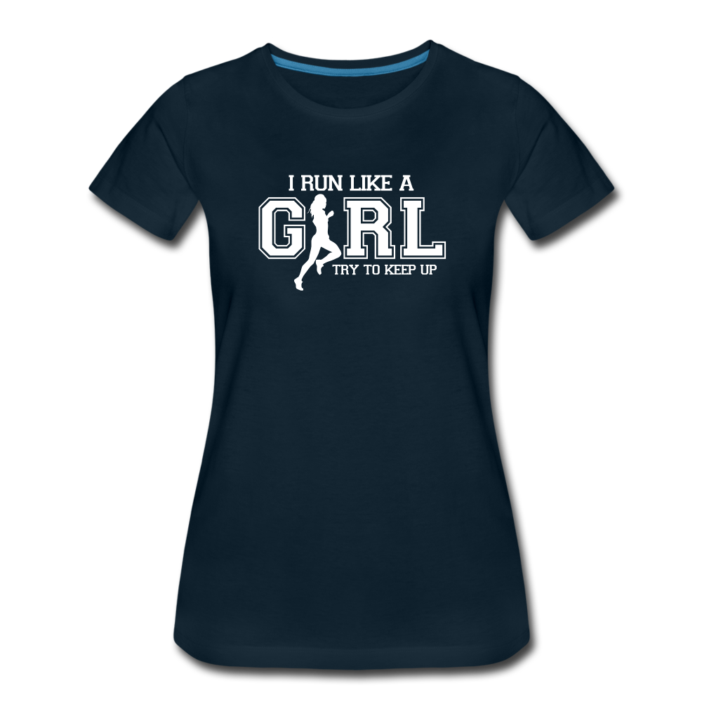 Women's short sleeve t-shirt - Run like a girl - deep navy
