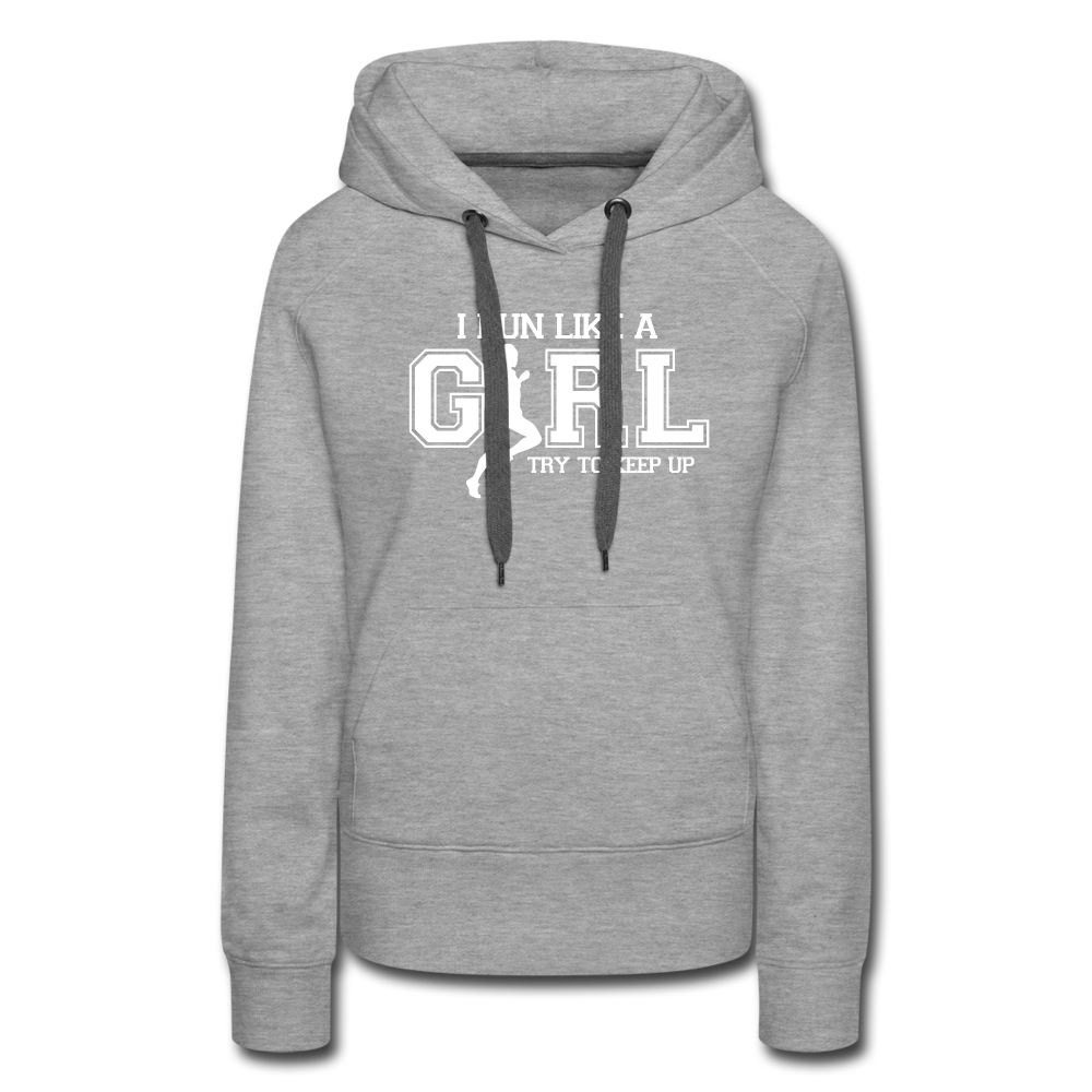 Women’s premium hoodie - Run like a girl - heather grey