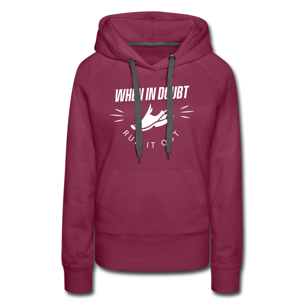 Women’s premium hoodie - Run it out - burgundy